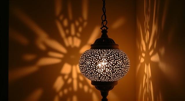 Lámparas de latón en restaurante