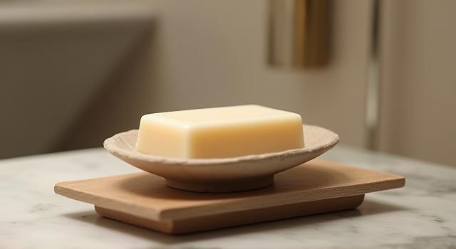 Amenity de cerámica en baño del hotel